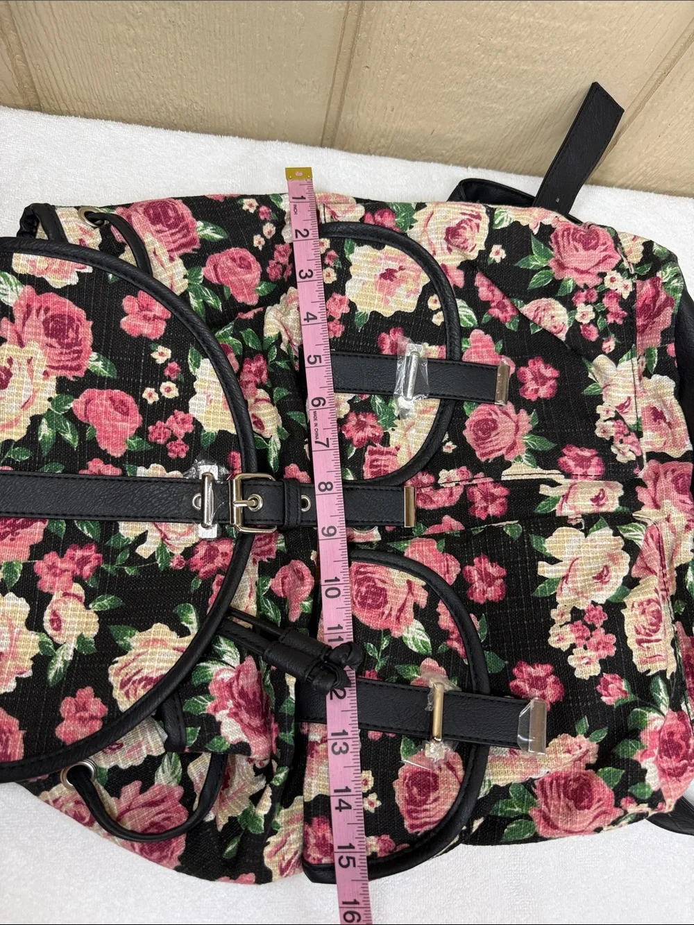 NEW Mudd Y2K Floral Canvas Backpack Pink Roses Black Cottagecore Grunge Romantic